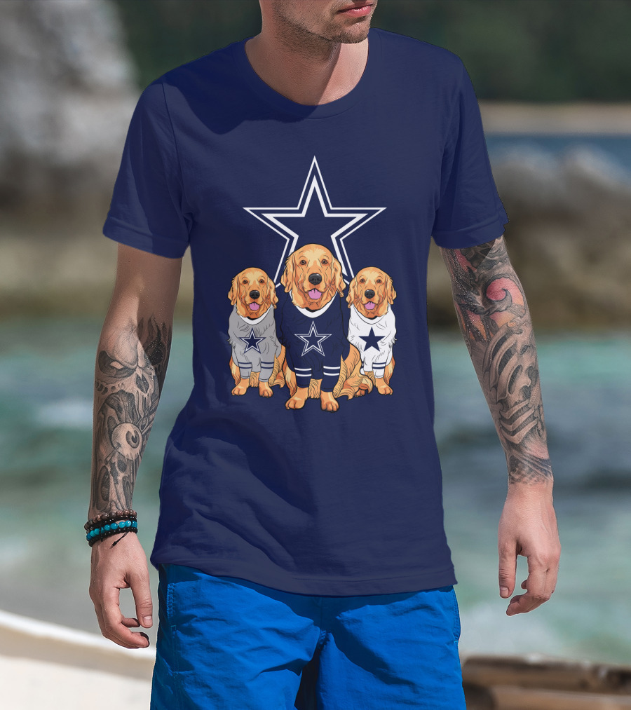 Dallas Cowboys Golden Retrievers Trio T-Shirt