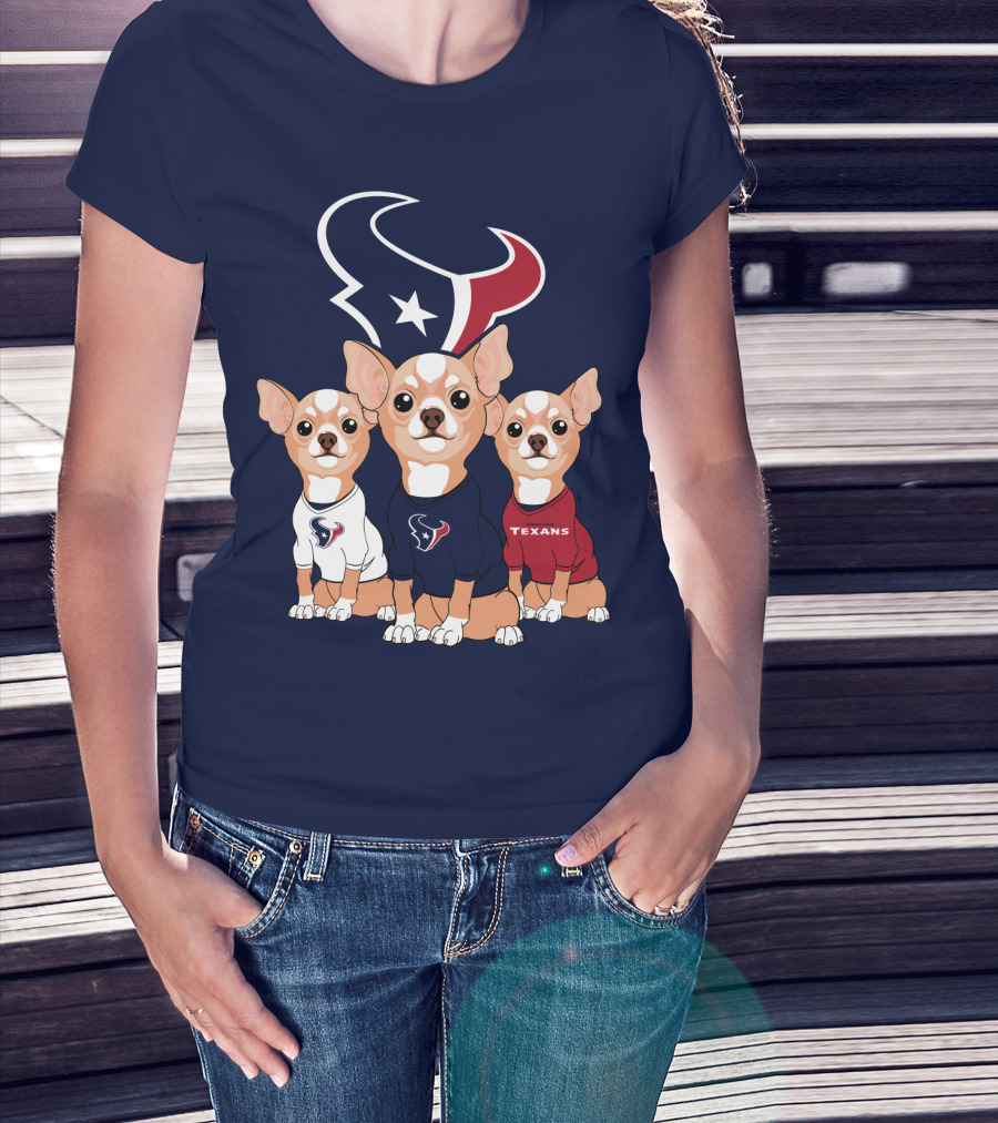 Houston Texans Chihuahua Trio Fan T-Shirt