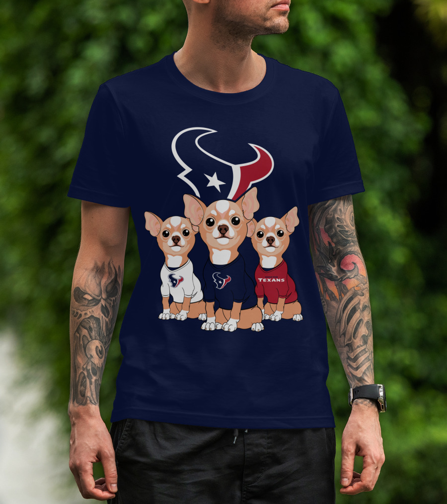 Houston Texans Chihuahua Trio Fan T-Shirt