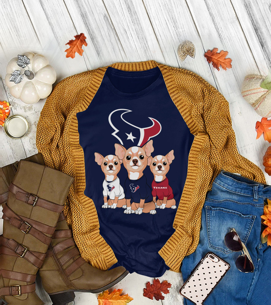 Houston Texans Chihuahua Trio Fan T-Shirt