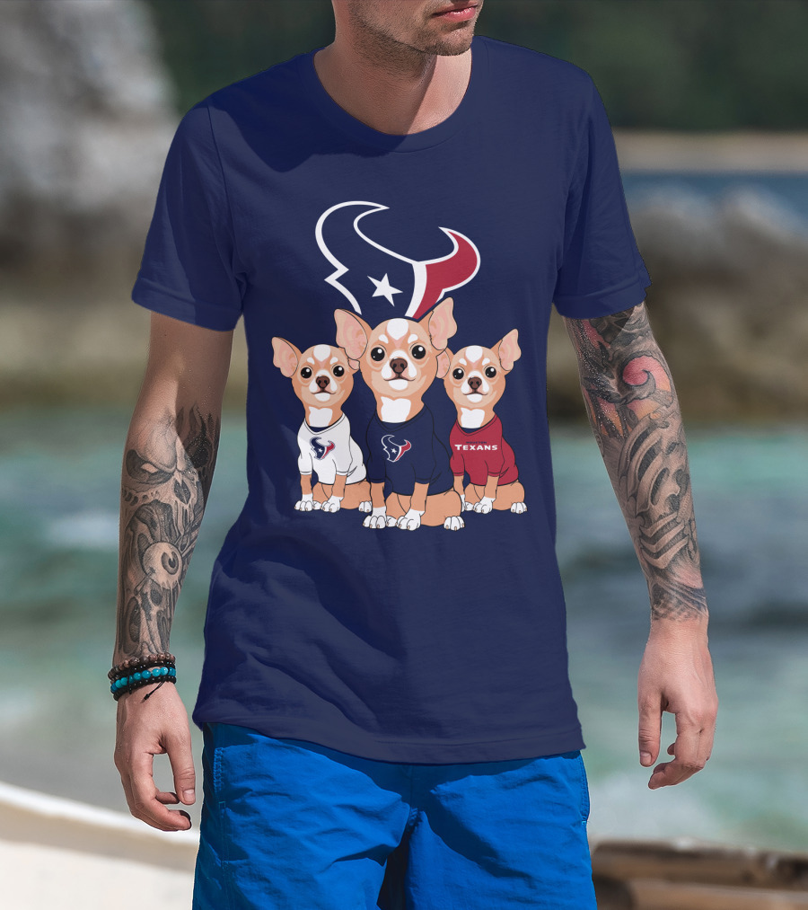 Houston Texans Chihuahua Trio Fan T-Shirt