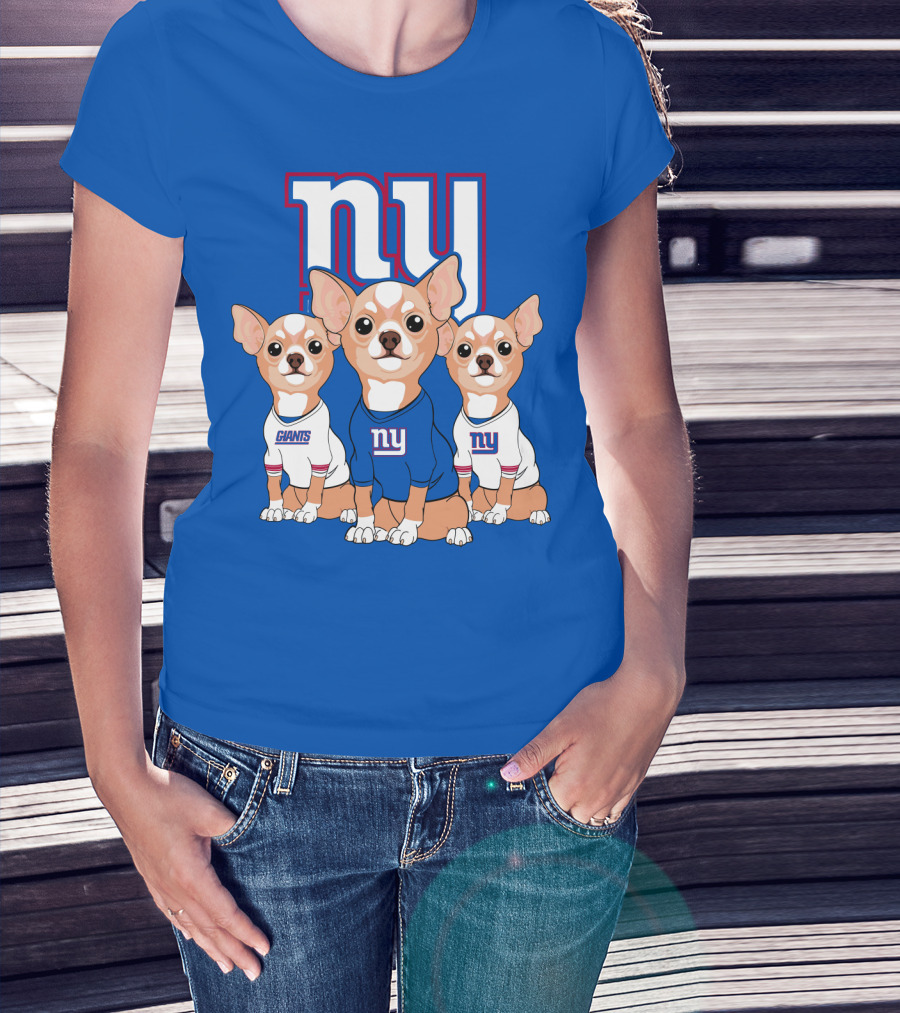 New York Giants Chihuahua Trio T-Shirt