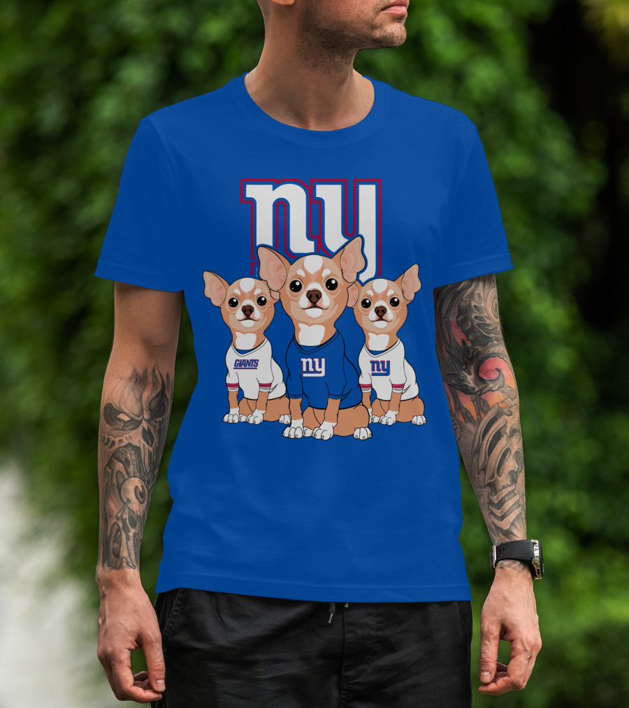 New York Giants Chihuahua Trio T-Shirt