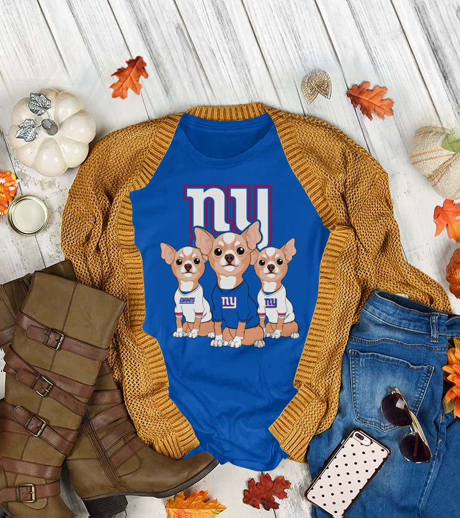 New York Giants Chihuahua Trio T-Shirt