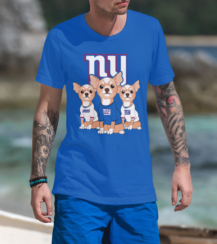 New York Giants Chihuahua Trio T-Shirt