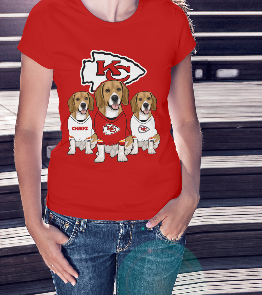 Kc Chiefs Beagle Trio Dogs T-Shirt