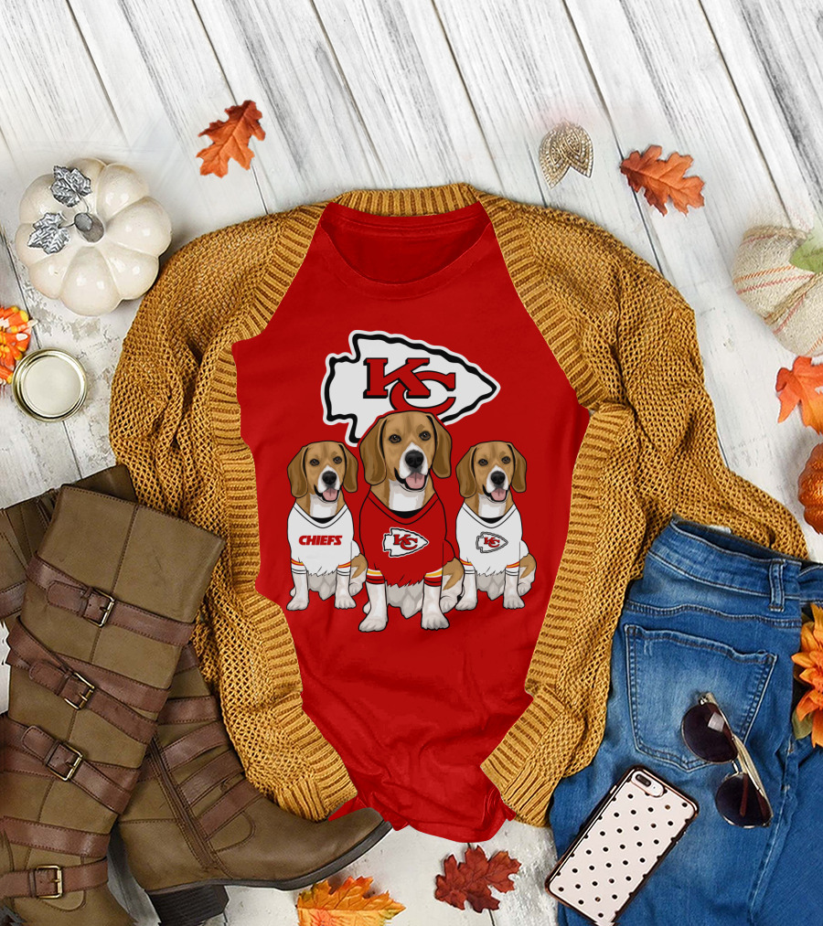 Kc Chiefs Beagle Trio Dogs T-Shirt