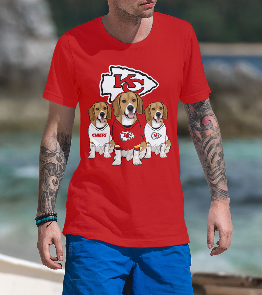 Kc Chiefs Beagle Trio Dogs T-Shirt