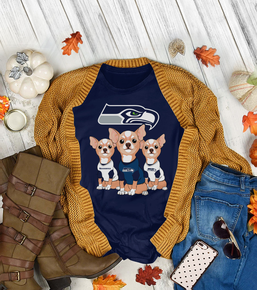 Seahawks Chihuahua Trio T-Shirt