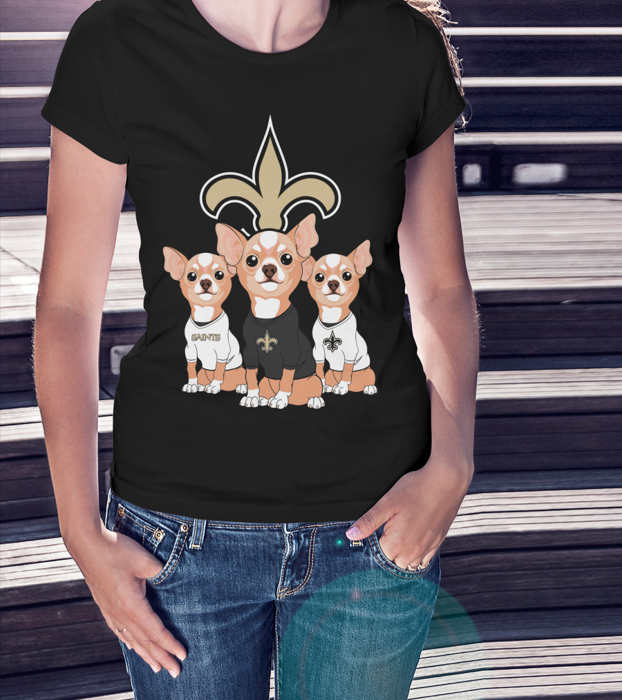  New Orleans Saints Chihuahua Trio T-Shirt