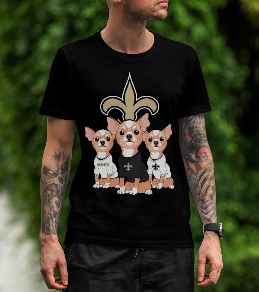  New Orleans Saints Chihuahua Trio T-Shirt