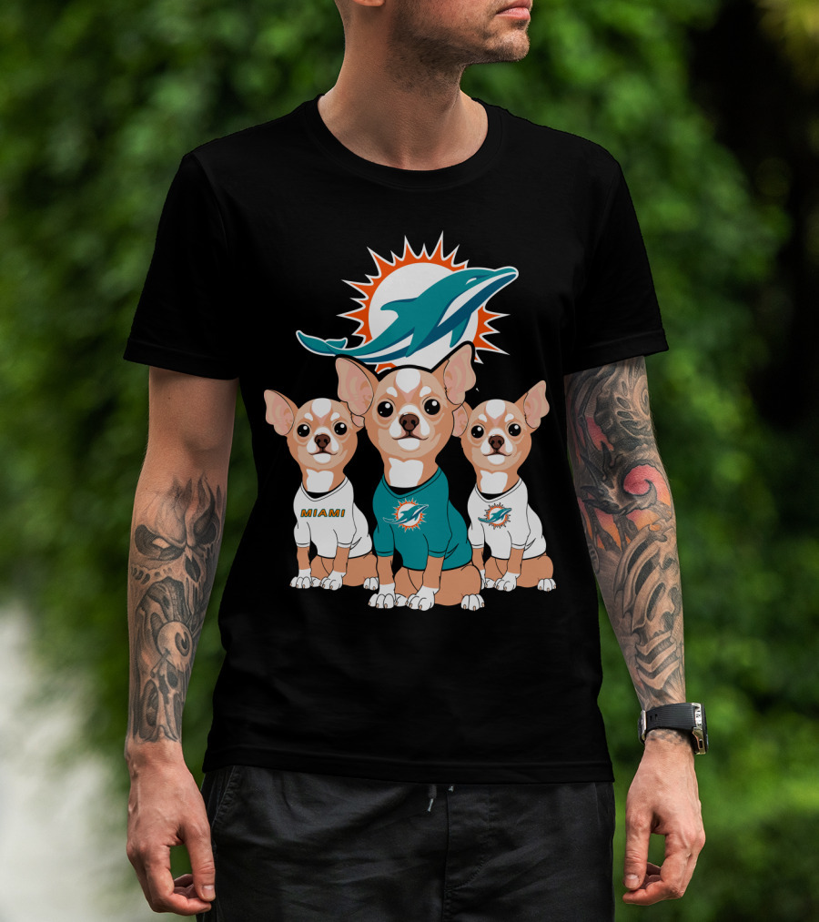 Miami Dolphins Chihuahua Trio T-Shirt