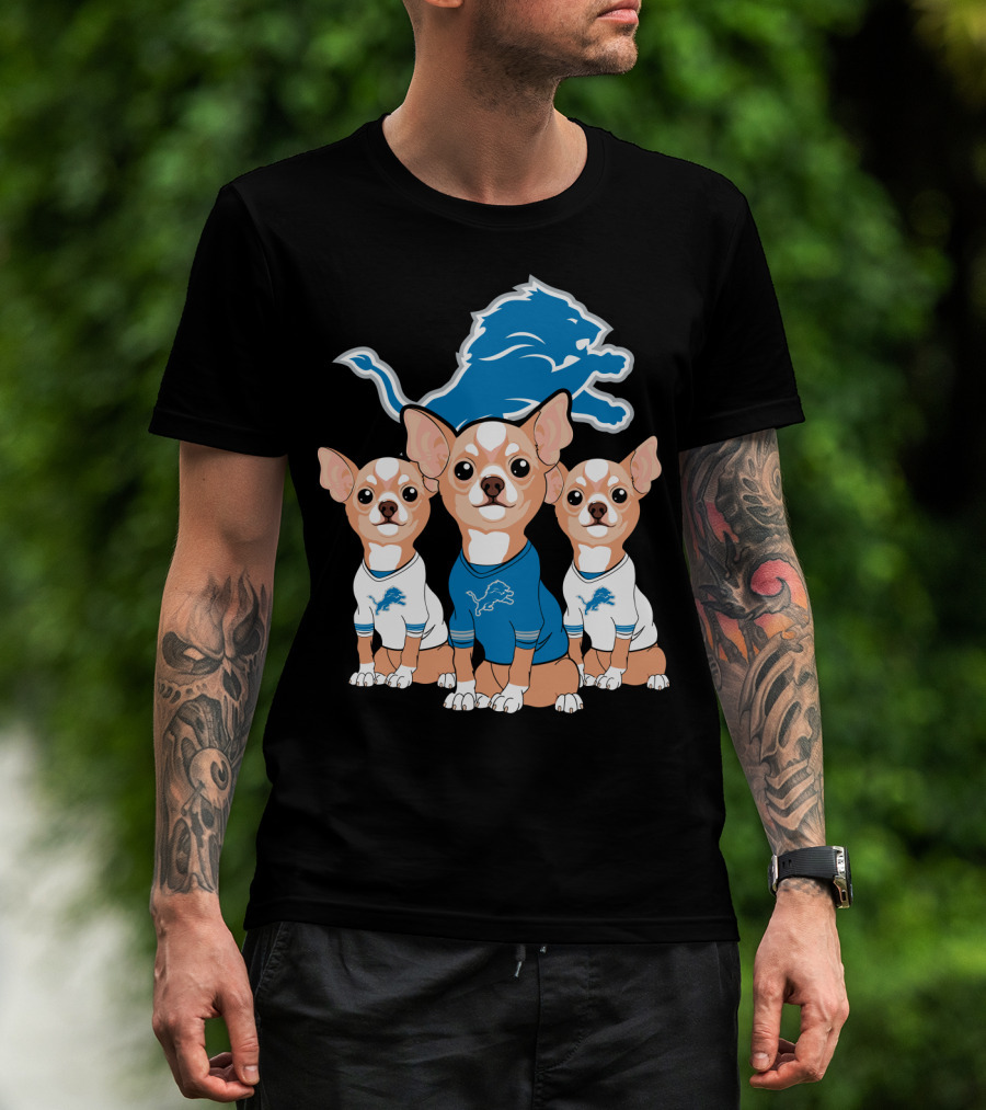 Detroit Lions Chihuahua Trio T-Shirt