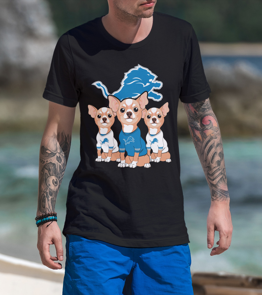 Detroit Lions Chihuahua Trio T-Shirt