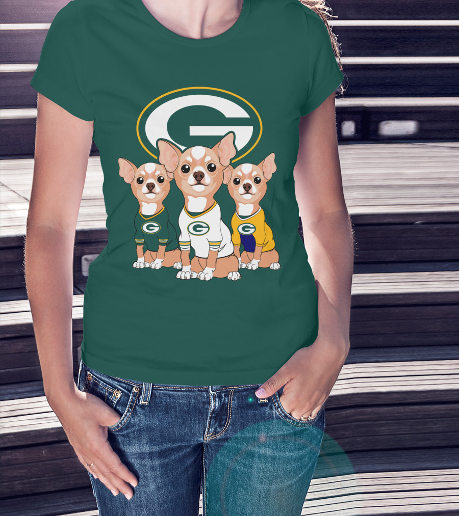 Green Bay Packers Chihuahua Trio T-Shirt