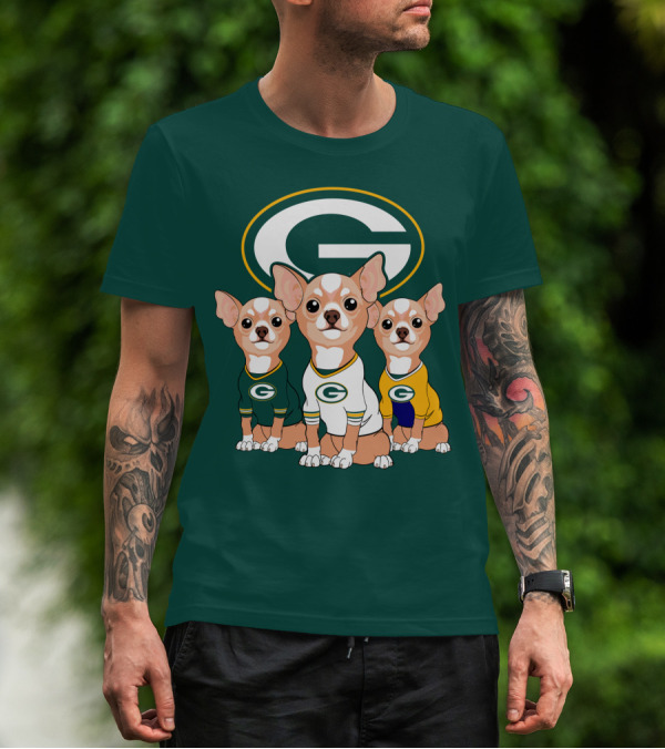 Green Bay Packers Chihuahua Trio T-Shirt