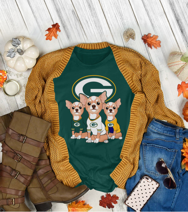 Green Bay Packers Chihuahua Trio T-Shirt