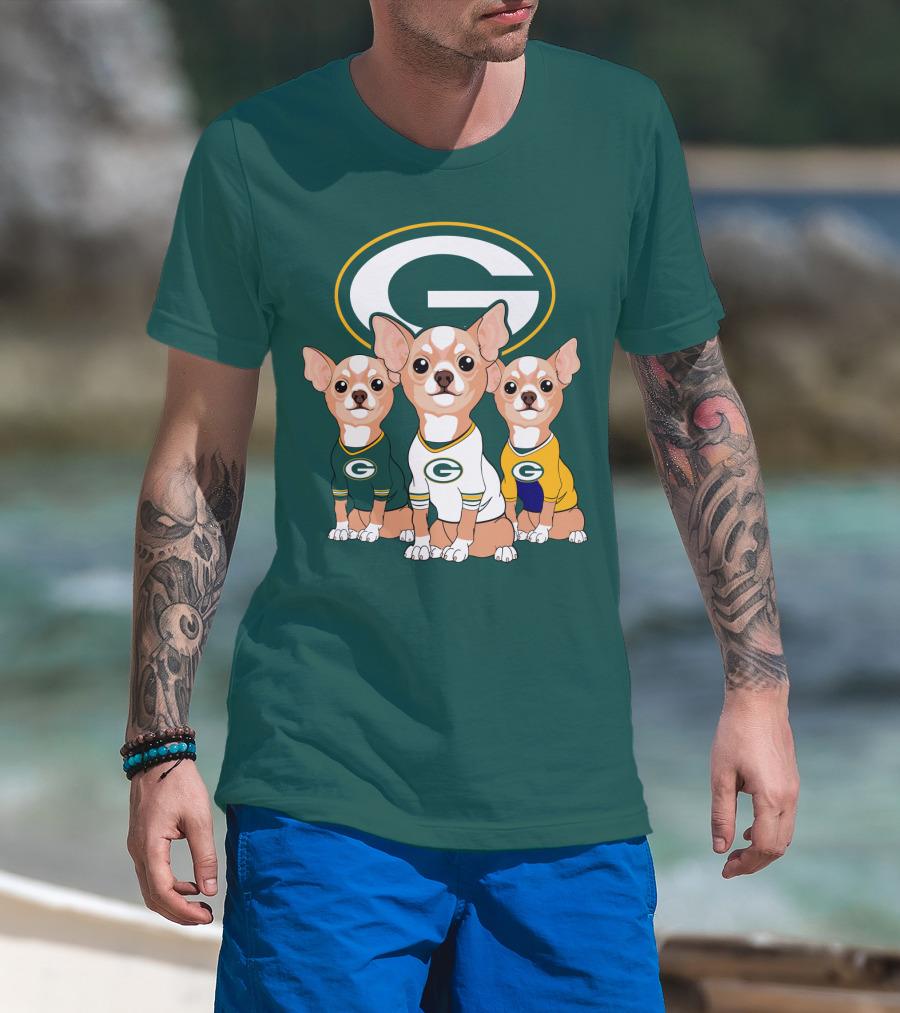 Green Bay Packers Chihuahua Trio T-Shirt