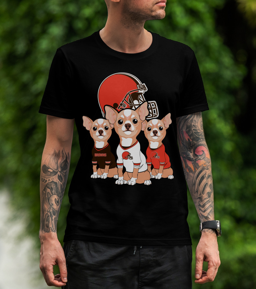 Browns Football Chihuahua Trio T-Shirt