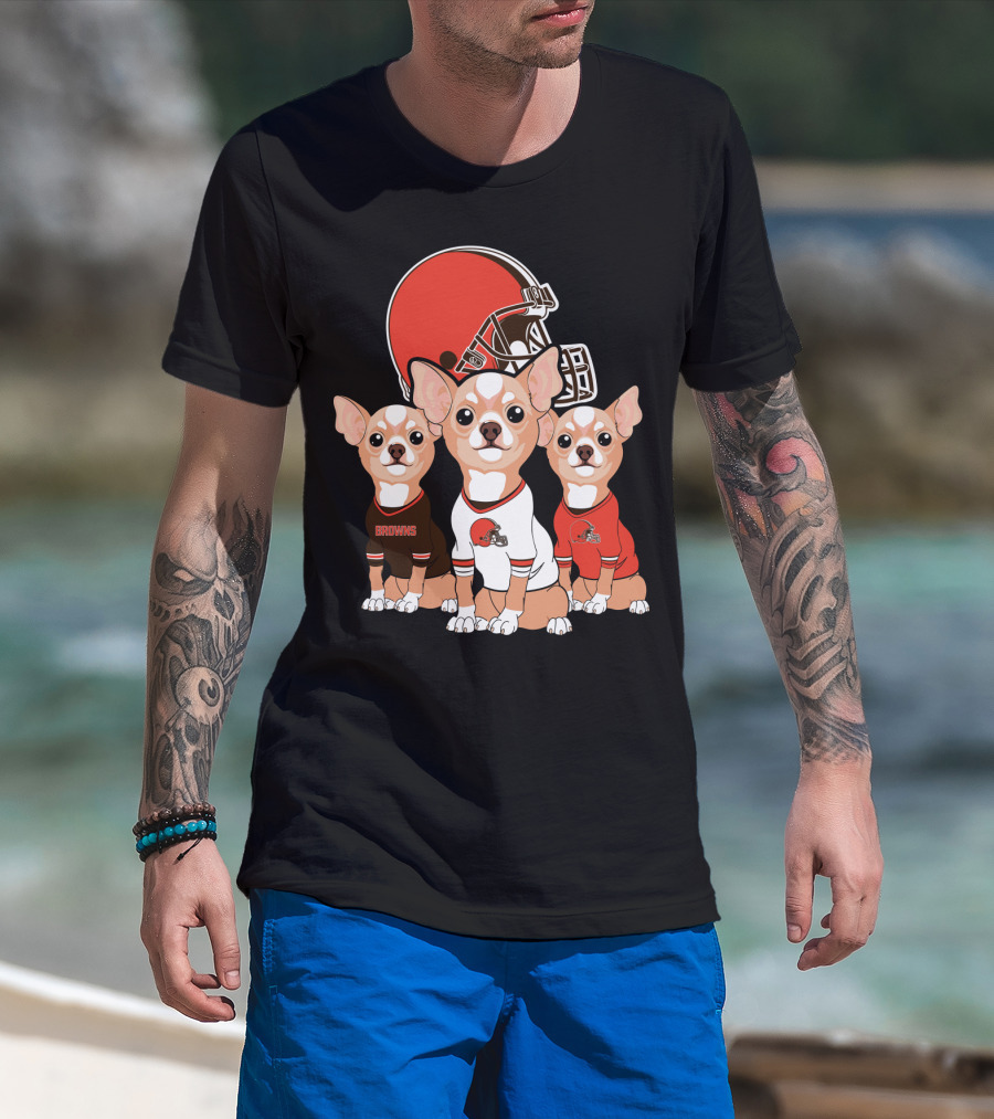 Browns Football Chihuahua Trio T-Shirt