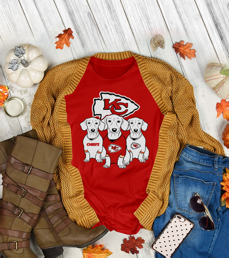 Kansas City Chiefs Dachshund Trio T-Shirt