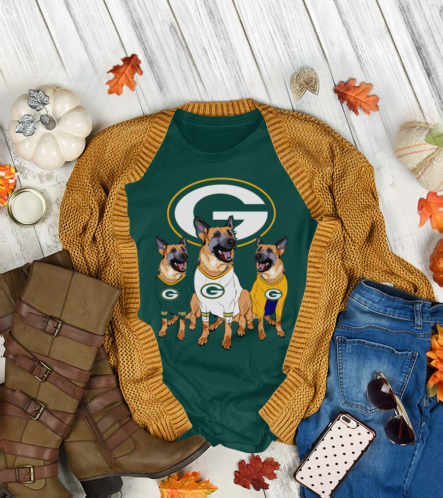 Green Bay Packers German Shepherd Trio T-Shirt