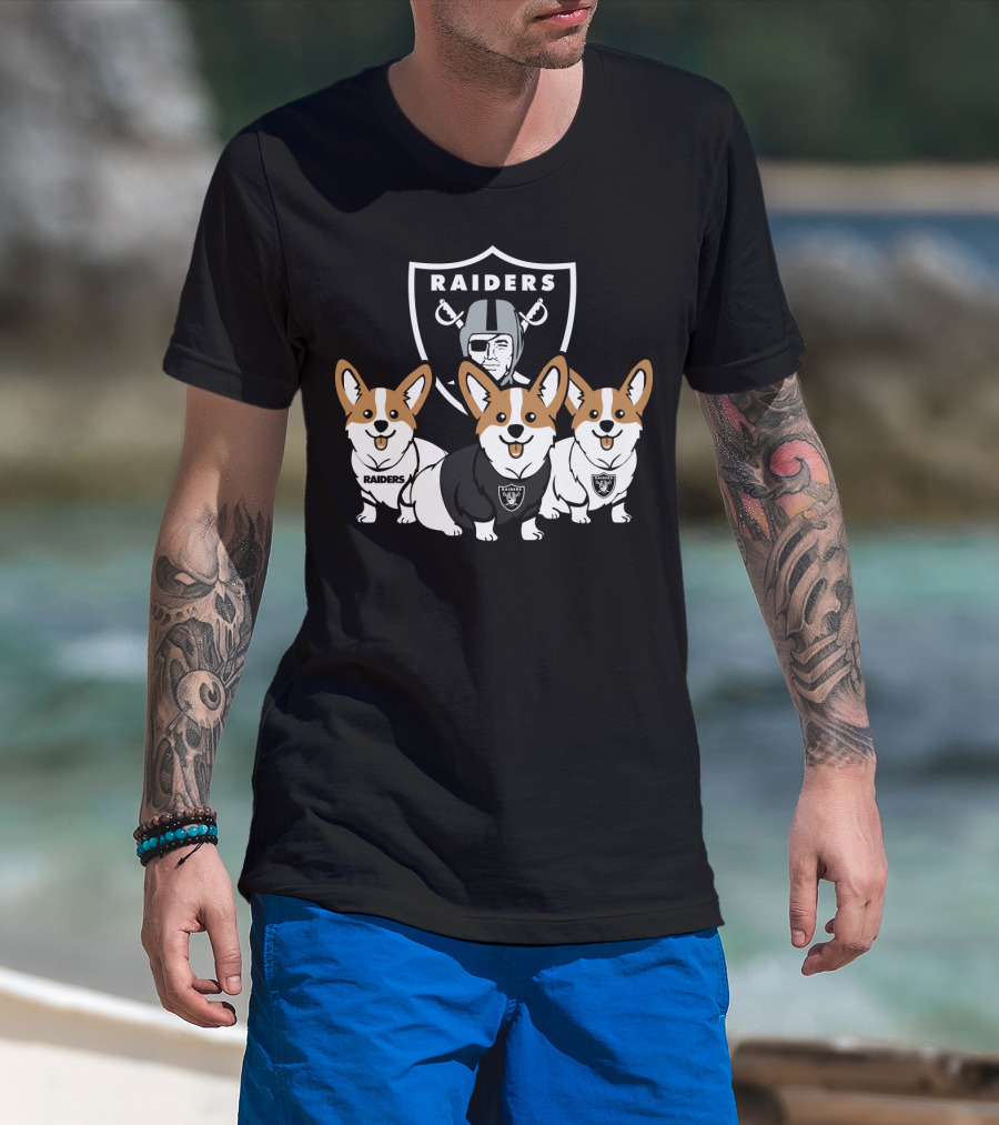 Las Vegas Raiders Corgi Dog T-Shirt