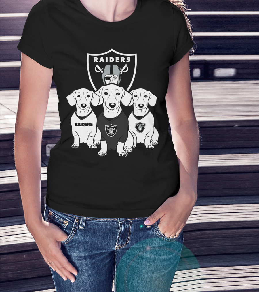 Las Vegas Raiders Dachshund Dog Trio T-Shirt