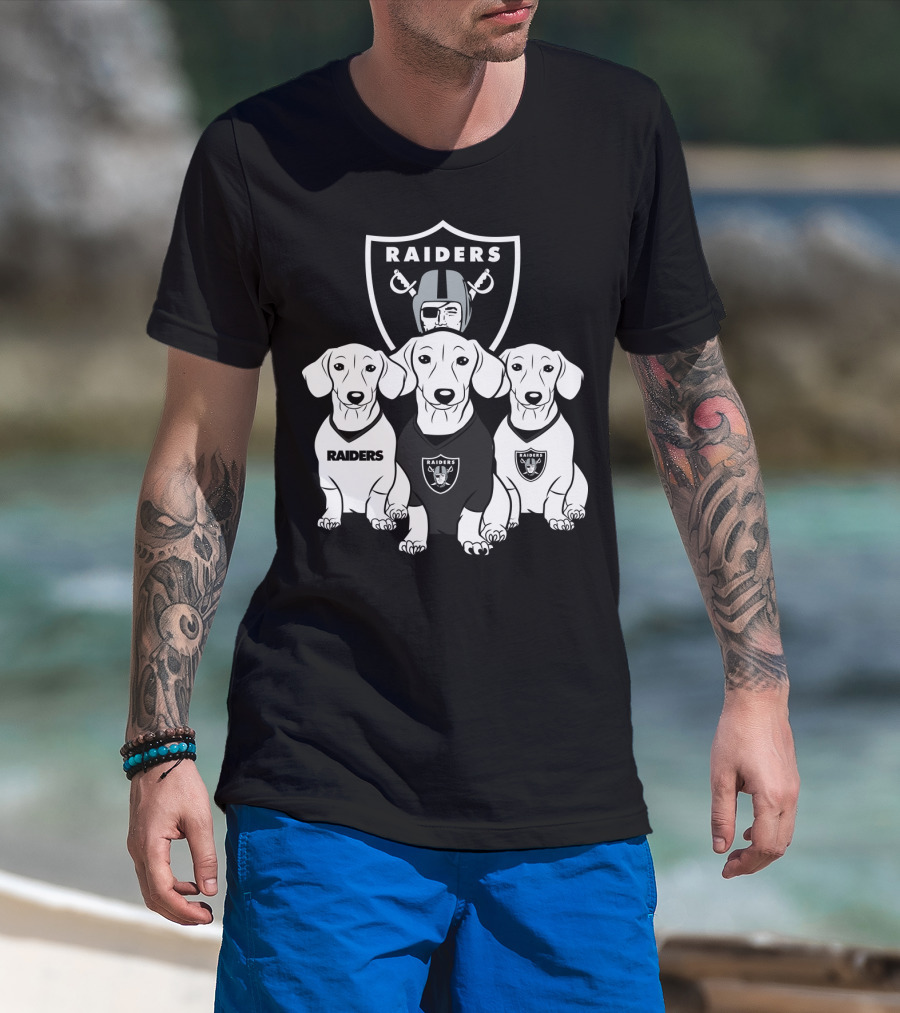 Las Vegas Raiders Dachshund Dog Trio T-Shirt