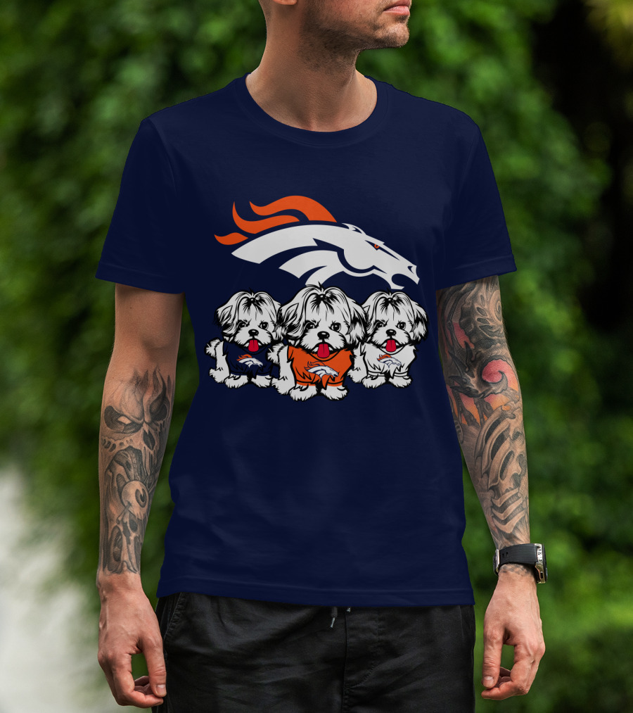 Shih Tzu Dogs Denver Broncos NFL Football Fan T-Shirt
