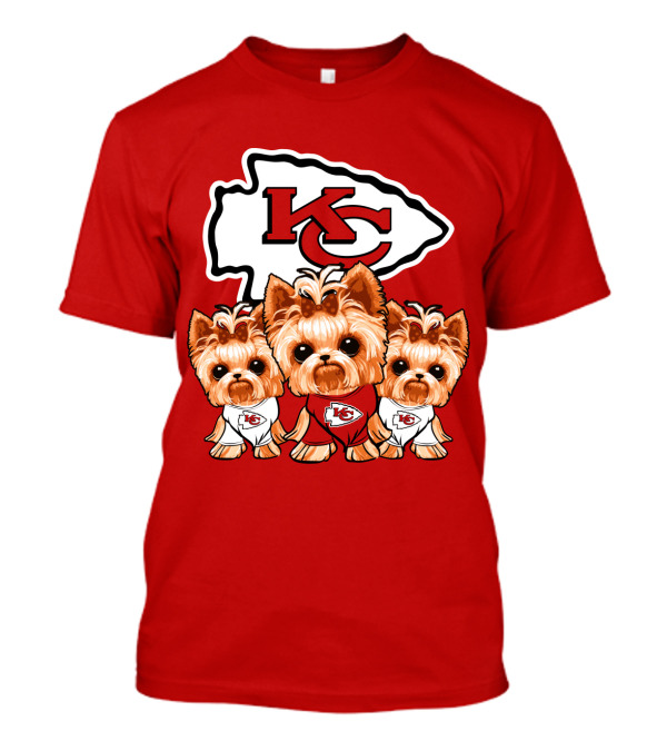 Kansas City Chiefs Dogs With Yorkies In Logo T-Shirt