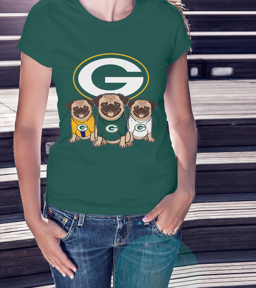 Green Bay Packers Pug Trio T-Shirt