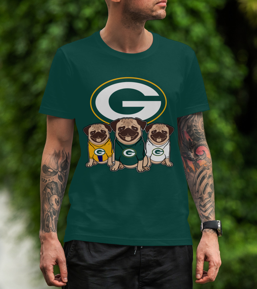 Green Bay Packers Pug Trio T-Shirt