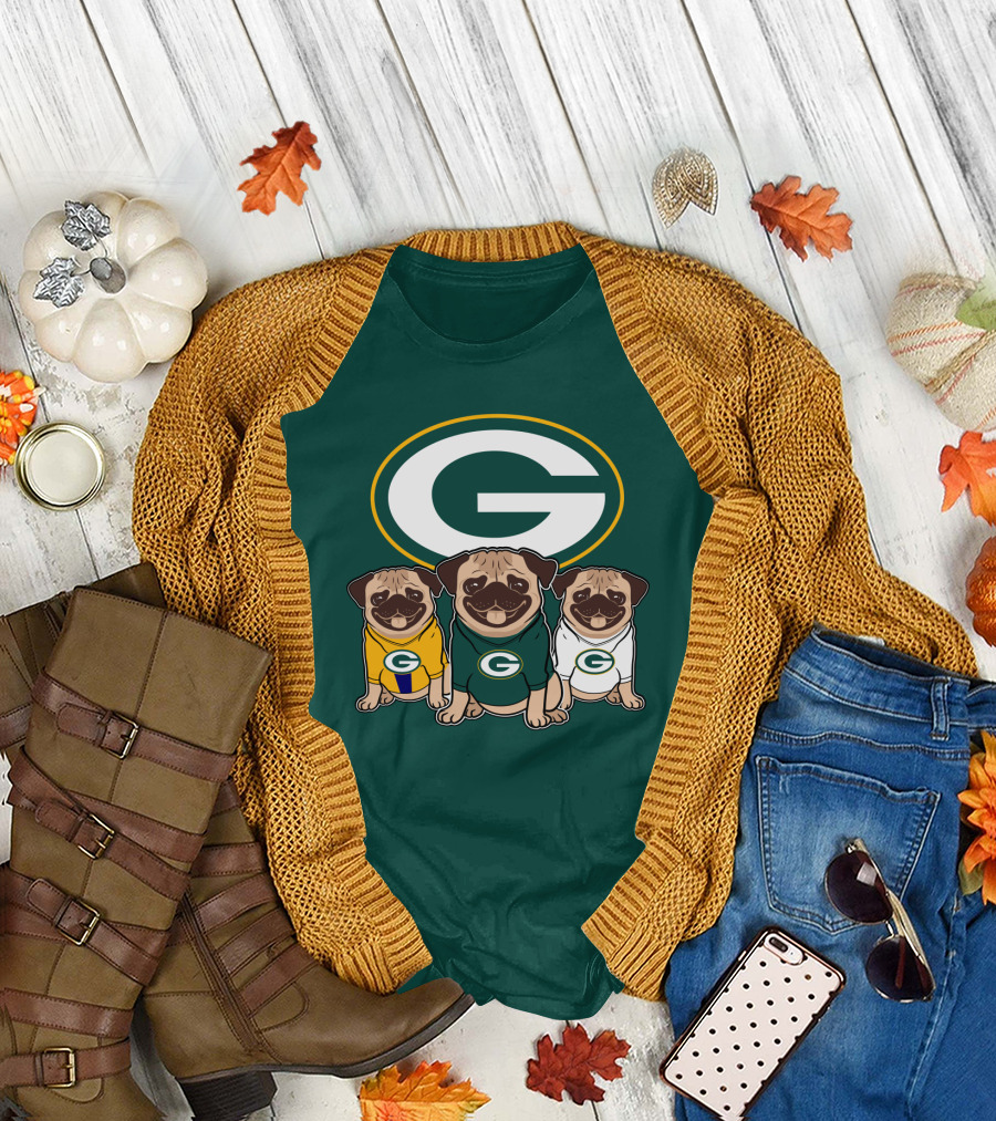 Green Bay Packers Pug Trio T-Shirt