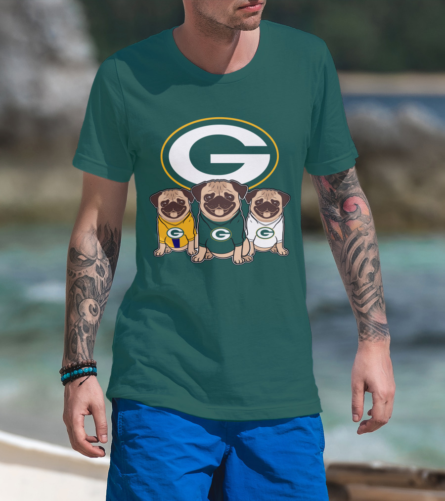 Green Bay Packers Pug Trio T-Shirt