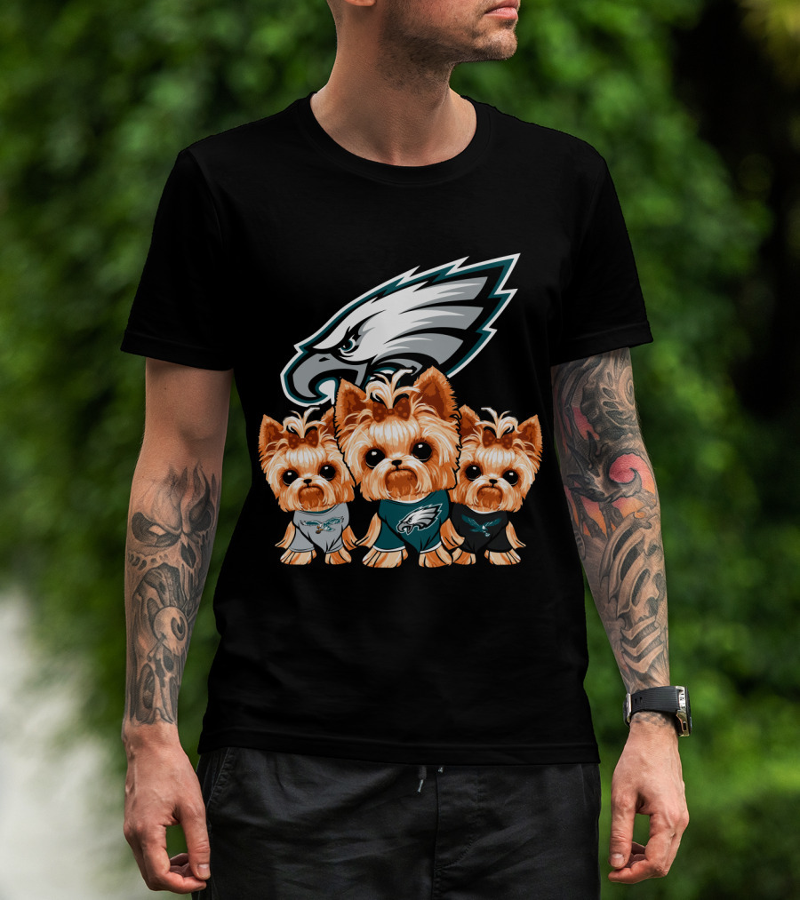 Philadelphia Eagles Yorkshire Terrier Puppy Trio T-Shirt