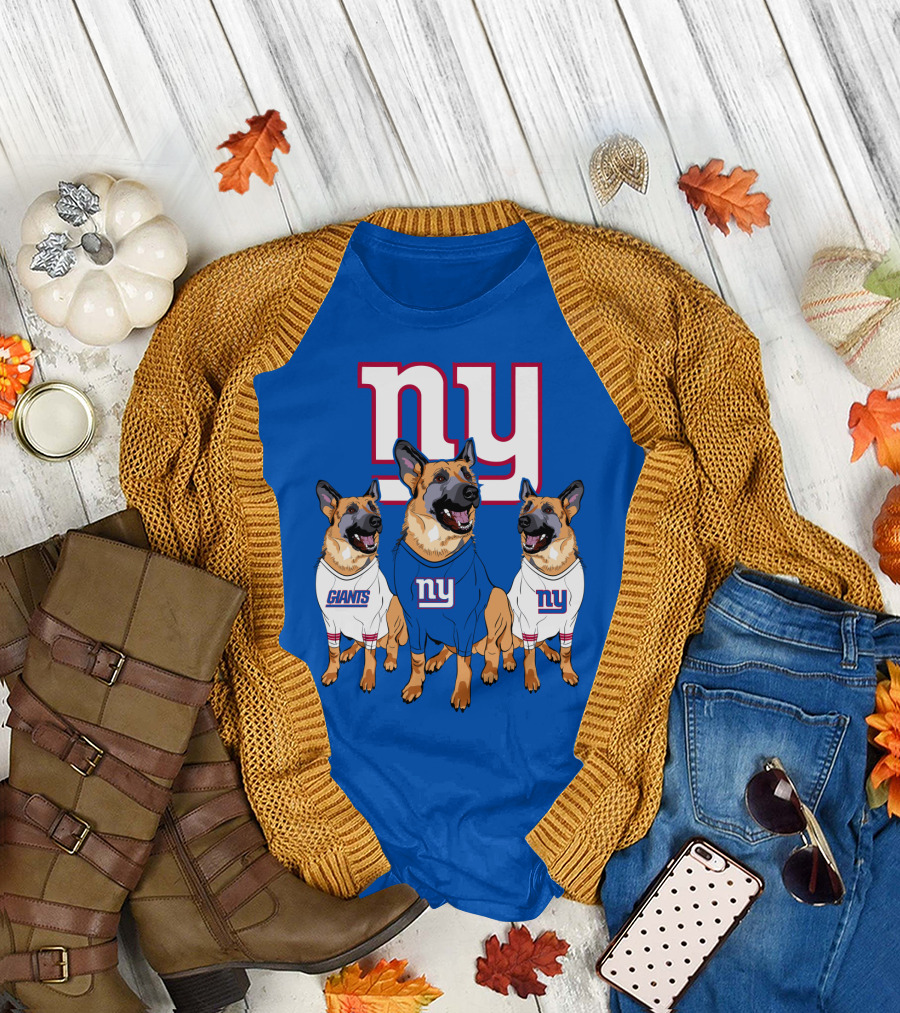 New York Giants German Shepherd Trio T-Shirt