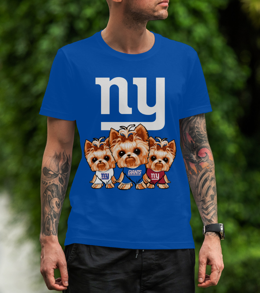 New York Giants Yorkshire Terrier T-Shirt