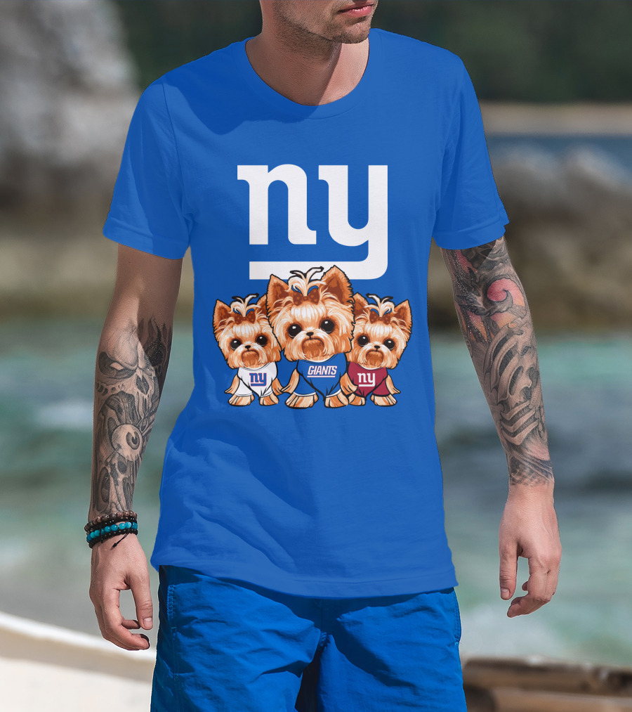 New York Giants Yorkshire Terrier T-Shirt
