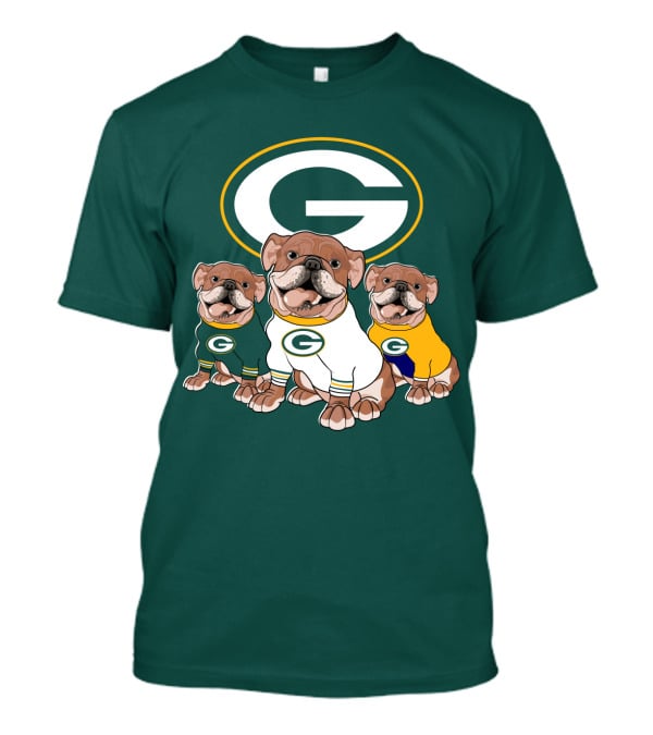 Bulldogs Wearing Green Bay Packers Jerseys T-Shirt