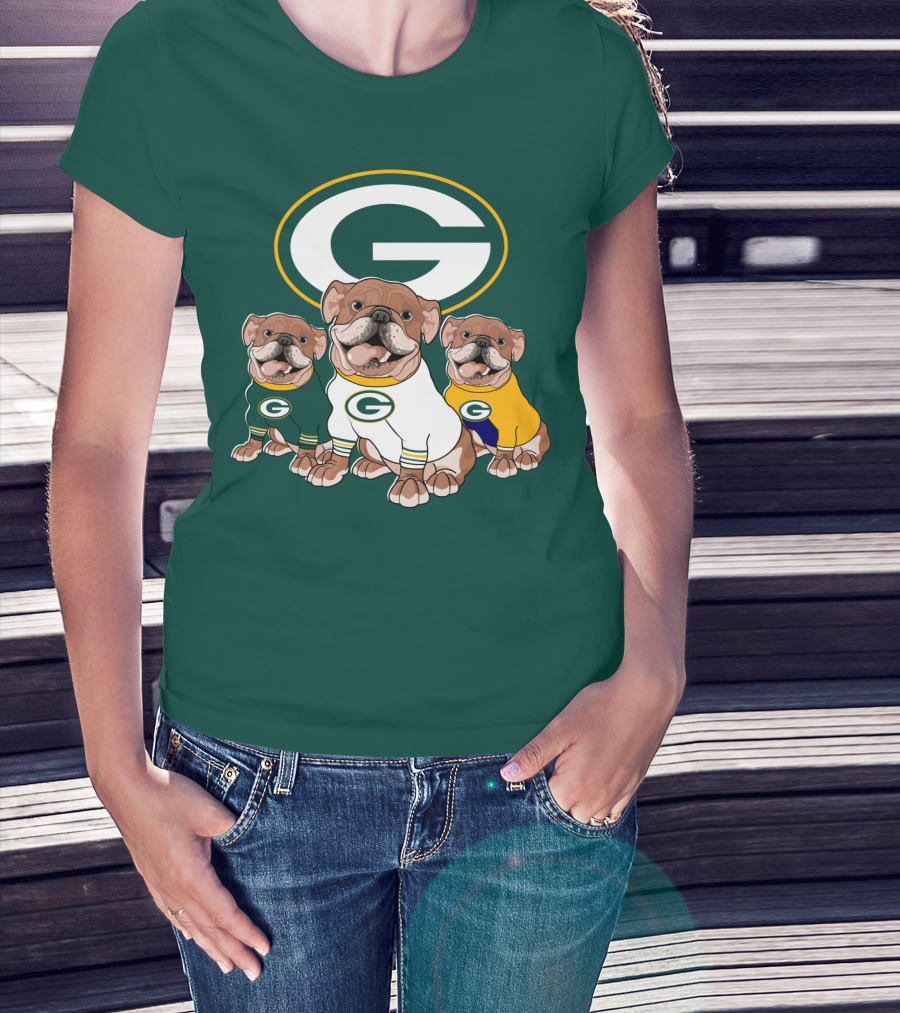 Bulldogs Wearing Green Bay Packers Jerseys T-Shirt