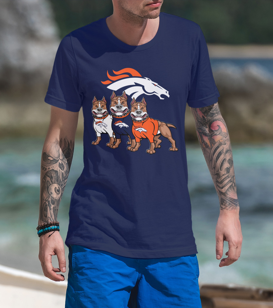 Denver Broncos With Pitbull T-Shirt