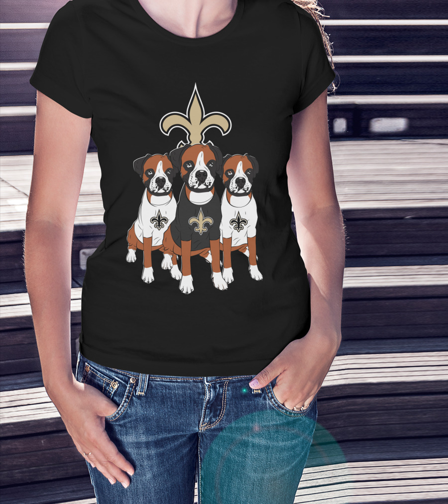 New Orleans Saints Boxer Dog Trio T-Shirt