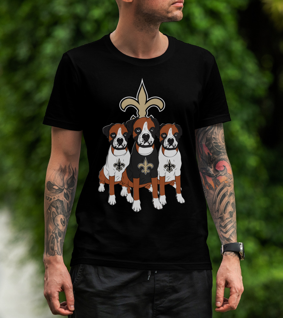 New Orleans Saints Boxer Dog Trio T-Shirt