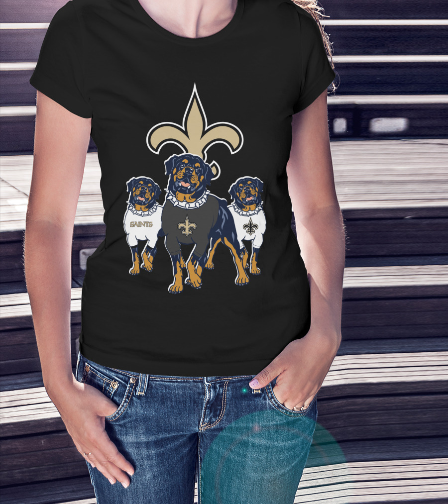 New Orleans Saints Rottweiler Trio Fleur-De-Lis T-Shirt