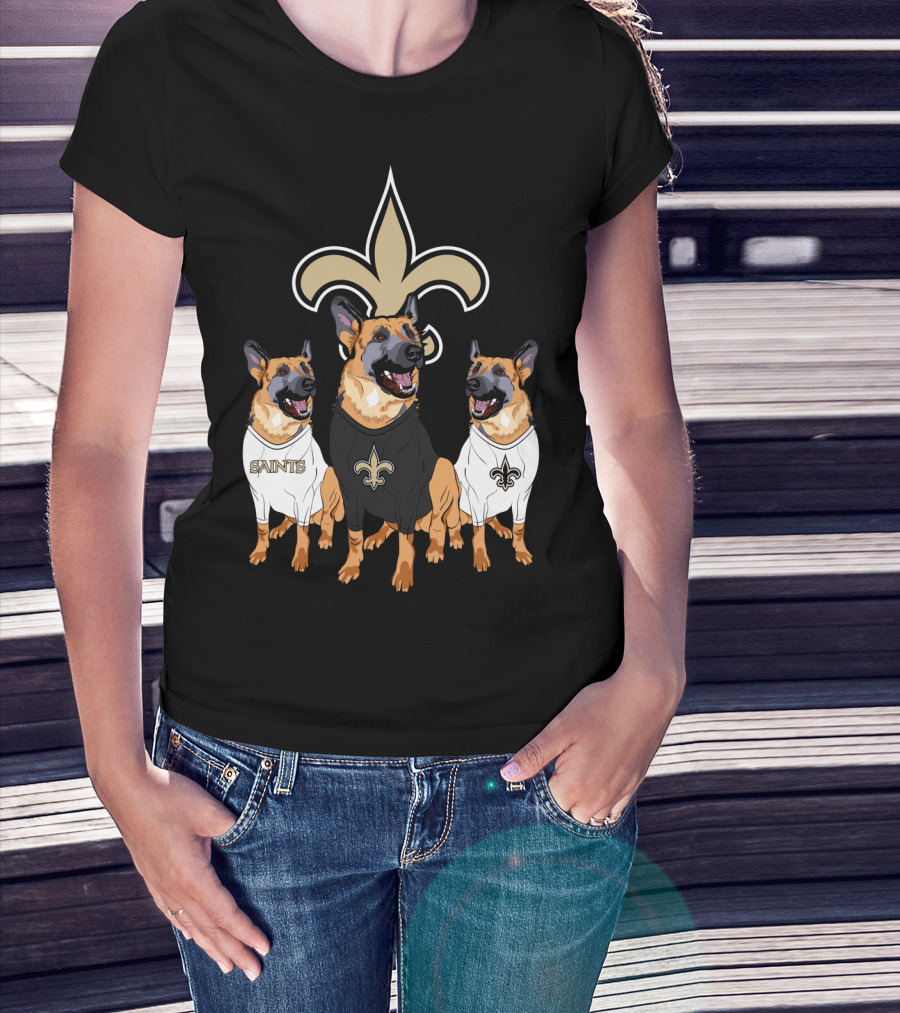 Saints Fleur-De-Lis German Shepherd Trio T-Shirt
