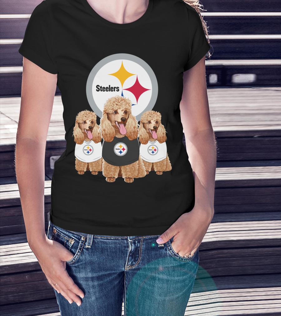 Pittsburgh Steelers Poodle Dogs Football Fan T-Shirt