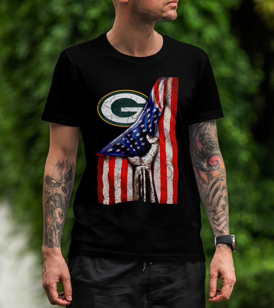 Patriotic Green Bay Packers American Flag Combination T-Shirt