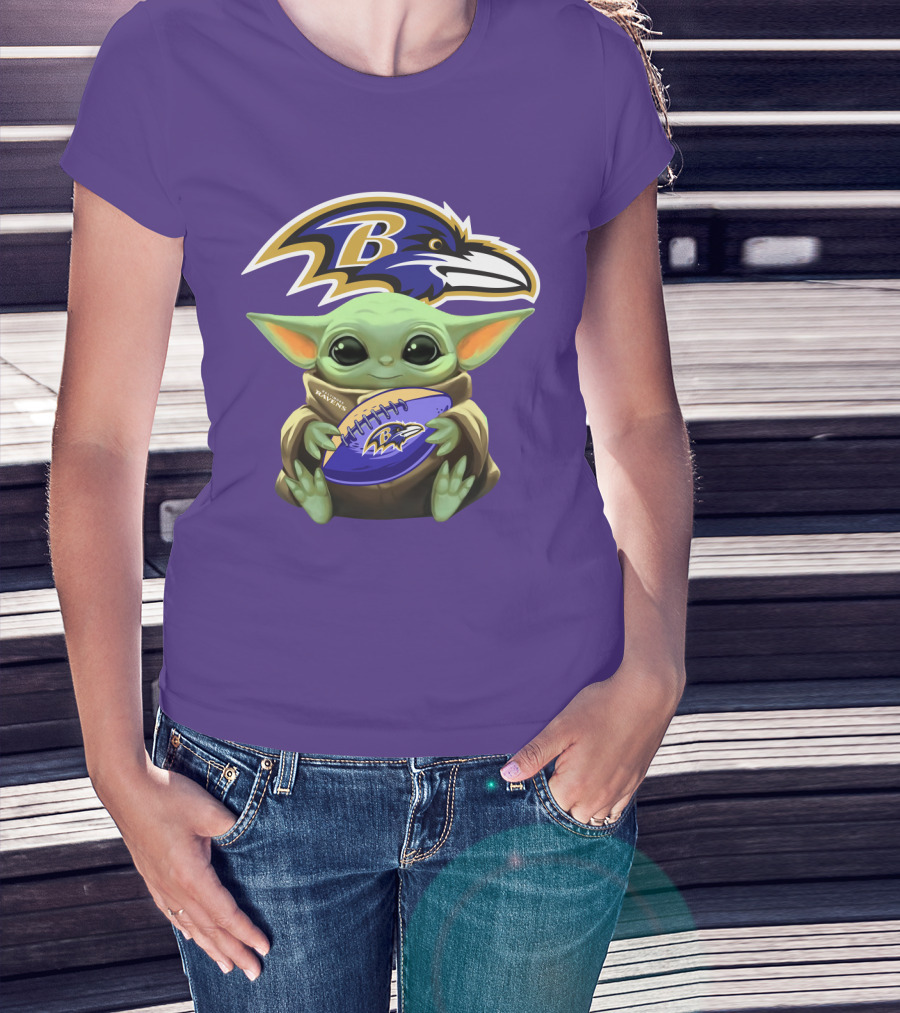 Babyyoda Star Wars Baltimore Ravens Football Crossover T-Shirt