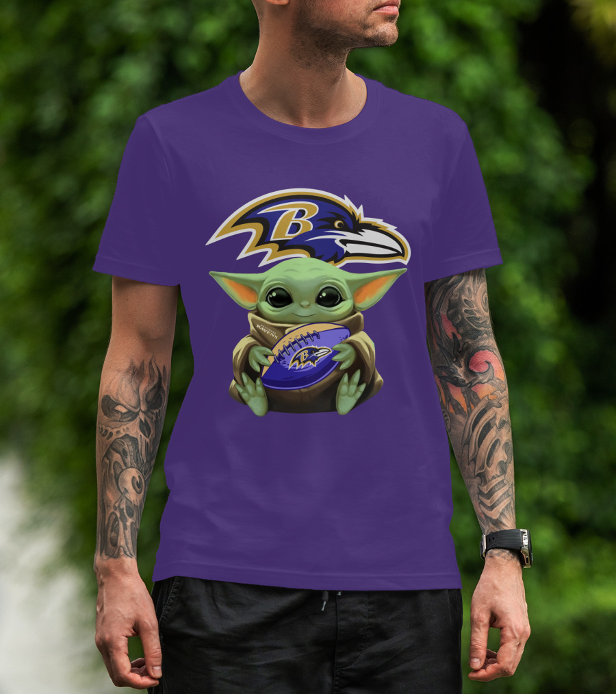 Babyyoda Star Wars Baltimore Ravens Football Crossover T-Shirt